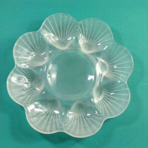 HOYA Japan‎ Frosted Satin Glass Oyster Serving Platter Shell Pattern Vintage